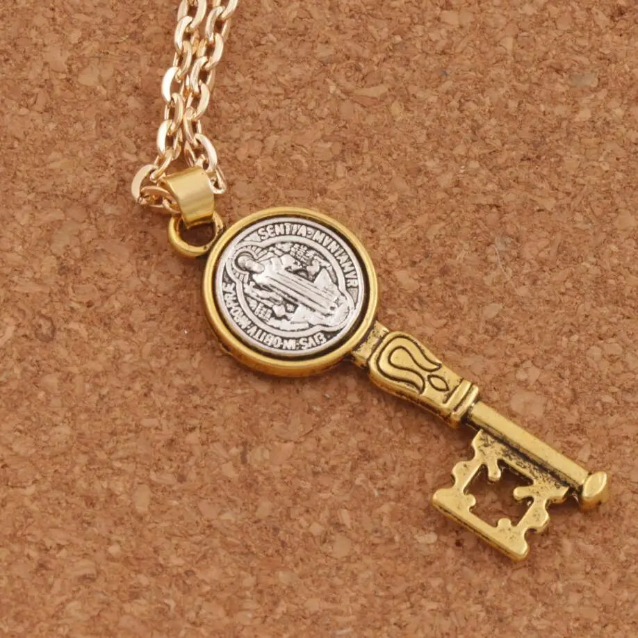 Saint Benedict Exorcism Medal Catholic Cross Key Pendant Necklaces N1692 42x14.6mm Antique Silver And Gold
Saint Benedict Exorcism Medal Catholic Cross Key Pendant Necklaces N1692 42x14.6mm Antique Silver And Gold