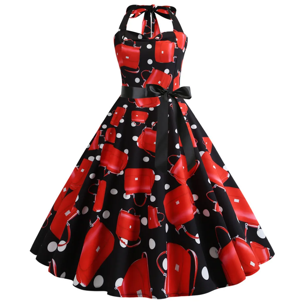 Women Sexy Backless Halter Summer Dress Floral Print Big Swing Vintage Dress High Waist A-Line Elegant Party Dress Robe Femme
Women Sexy Backless Halter Summer Dress Floral Print Big Swing Vintage Dress High Waist A-Line Elegant Party Dress Robe Femme