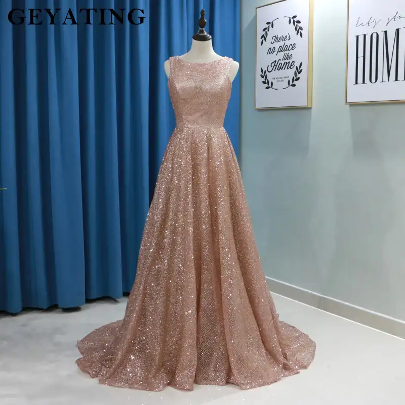 Sexy Rose Gold Mermaid Prom Dresses New Long Sleeve V Neck Sequined Sweep Strain Formal Plus Size Evening Dress Party Gowns Aliexpress