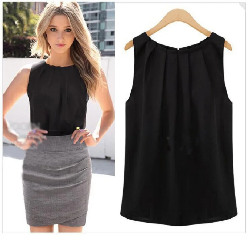 HOOYI Fashion Women Clothing Chiffon O-neck Black Tank Tops 2019 New Summer Tees t-shirts sleeveless T shirt
HOOYI Fashion Women Clothing Chiffon O-neck Black Tank Tops 2019 New Summer Tees t-shirts sleeveless T shirt