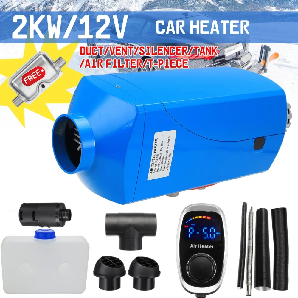 New Car Heater 2KW 12V Air Diesels Heater Parking Heater LCD Knob Switch for RV, Motorhome Trailer, Trucks, Boats With Silencer
New Car Heater 2KW 12V Air Diesels Heater Parking Heater LCD Knob Switch for RV, Motorhome Trailer, Trucks, Boats With Silencer