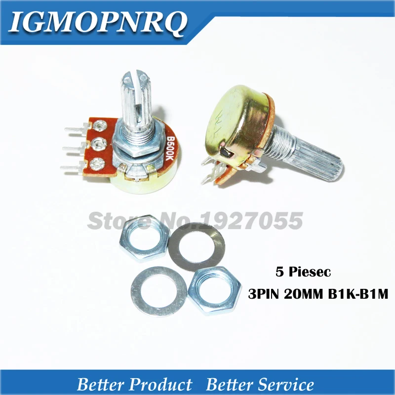 5pcs WH148 3PIN 20MM B20K 20K OHM Single Rotary Potentiometer Pots Shaft 20MM With Nuts Single couplet potentiometer
5pcs WH148 3PIN 20MM B20K 20K OHM Single Rotary Potentiometer Pots Shaft 20MM With Nuts Single couplet potentiometer