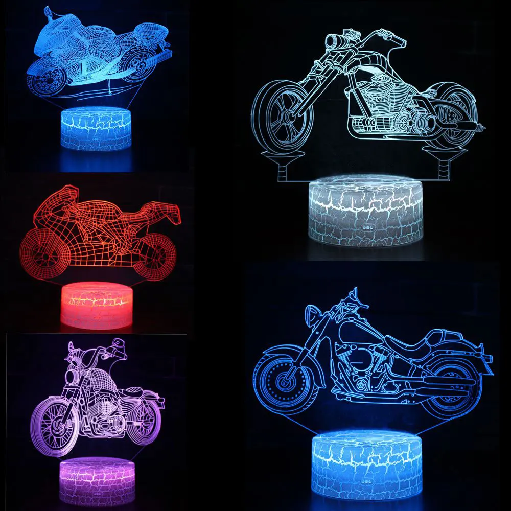 Двигатель мотоцикл светодиодный 3D Иллюзия визуальный ночной Светильник