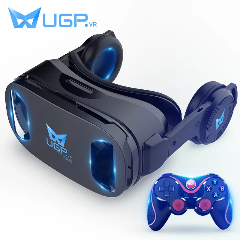 

UGP U8 VR Glasses 3D IMAX Virtual Reality Helmet 3D Movie Games With Headphone + bluetooth Gamepad For 4.5 - 6.0 Inch Smartphone