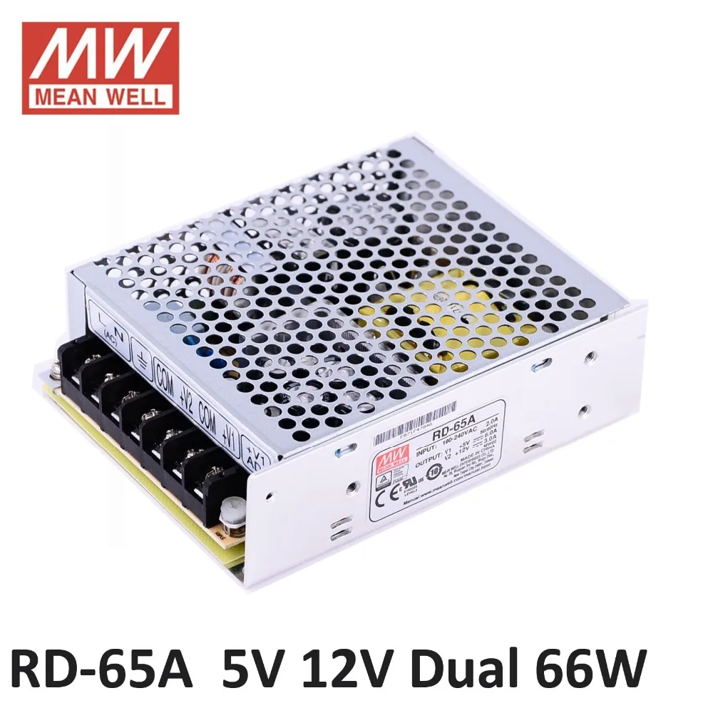 Original Mean well RD-65A 66W 5V 6A 12V 3A Dual output Meanwell Power Supply 85-264VAC input 5V 12V Power supply adjustable
Original Mean well RD-65A 66W 5V 6A 12V 3A Dual output Meanwell Power Supply 85-264VAC input 5V 12V Power supply adjustable