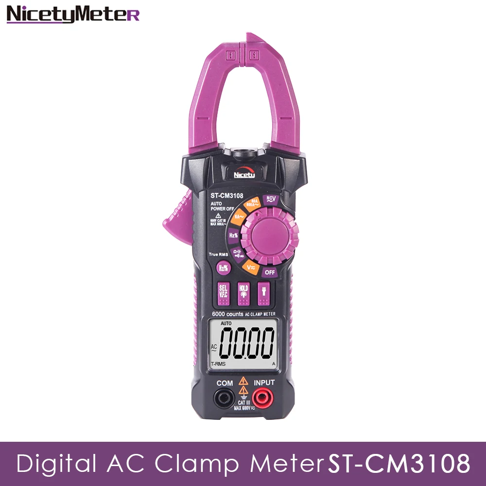Nicetymeter ST-CM3108 6000 Counts Digital True RMS AC ClampMeter Measure Capacitance Resistance Clamp meter NCV big Jaw Lamp
Nicetymeter ST-CM3108 6000 Counts Digital True RMS AC ClampMeter Measure Capacitance Resistance Clamp meter NCV big Jaw Lamp