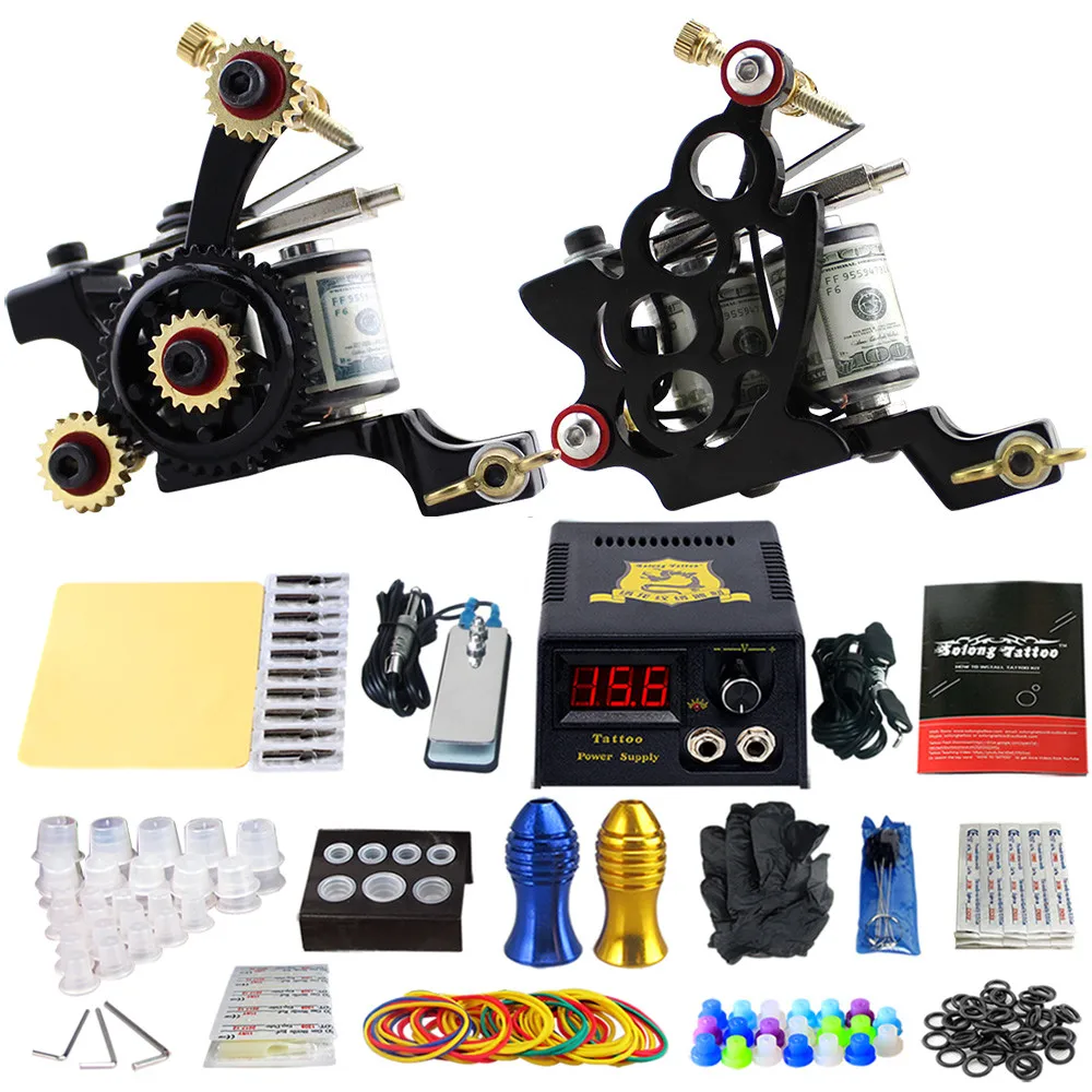 Solong tatoo machine gun Kits Tattoo Machine Set Power Supply Foot Pedal Needles Grips Body Arts Tattoo Supplies TK202-12
Solong tatoo machine gun Kits Tattoo Machine Set Power Supply Foot Pedal Needles Grips Body Arts Tattoo Supplies TK202-12