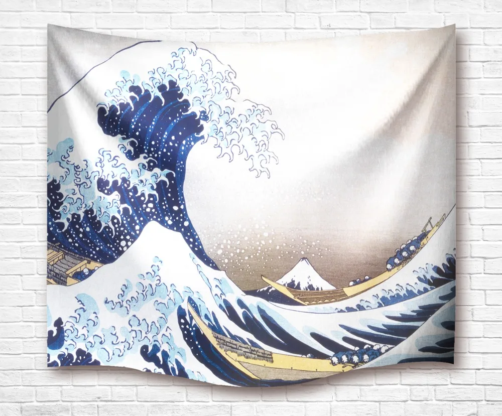 3D Grand Wave de Kanagawa водоотталкивающий гобелен настенный Коврик для йоги полотенца