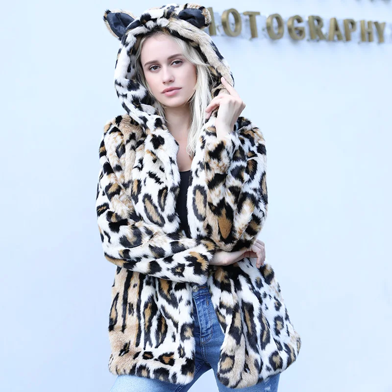Winter Warm Parkas Jacket Thick Faux Fur Long Coat Animal Ear with Hooded Leopard Fur Overcoat Women Outwear Plus Size 4XL
Winter Warm Parkas Jacket Thick Faux Fur Long Coat Animal Ear with Hooded Leopard Fur Overcoat Women Outwear Plus Size 4XL