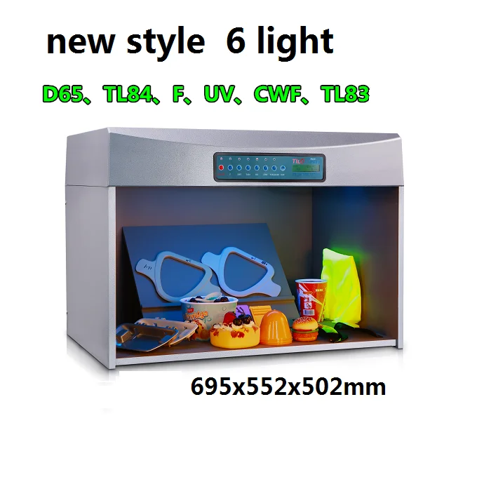 new style Color Matching Cabinet 6 light sources: D65 TL84 UV F CWF TL83 110V/220v customized Color Assessment Cabinet
new style Color Matching Cabinet 6 light sources: D65 TL84 UV F CWF TL83 110V/220v customized Color Assessment Cabinet