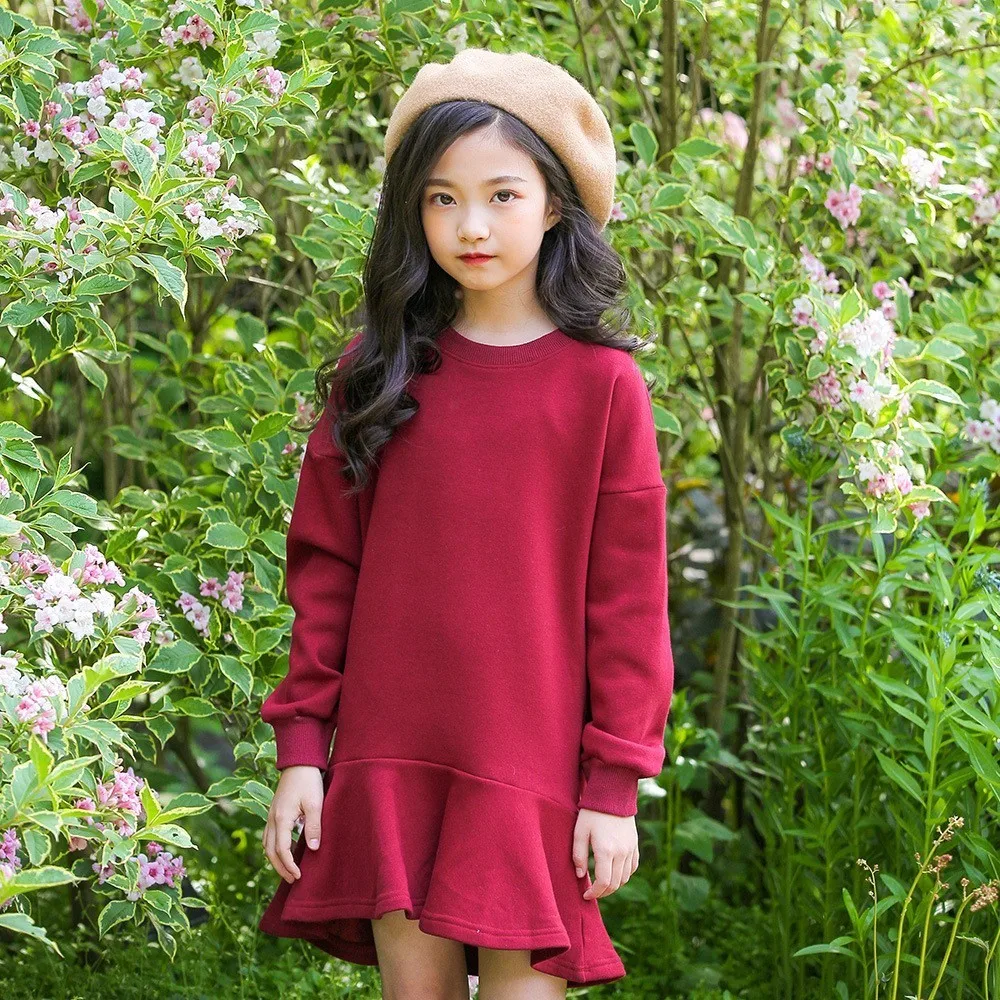 Christmas Warm Velevet Sweatshirt Girls Dresses Autumn Winter Ruffles Long Teenage Child Sweatshirt For Girls Red Brown Clothing
Christmas Warm Velevet Sweatshirt Girls Dresses Autumn Winter Ruffles Long Teenage Child Sweatshirt For Girls Red Brown Clothing