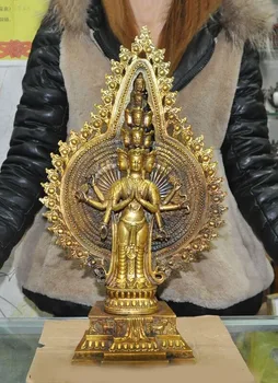 wedding decoration Tibetan Buddhism Fane Joss Bronze Gilt Avalokitesvara Guanyin Bodhisattva Statue
wedding decoration Tibetan Buddhism Fane Joss Bronze Gilt Avalokitesvara Guanyin Bodhisattva Statue