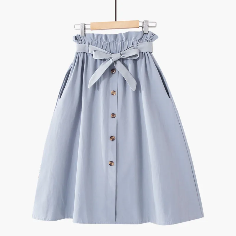 Elastic High Waist A Line Skirt 2019 Women Korean Casual Skirts Bowknot Solid Chic Office Ladies Summer Skirts Button Jupe
Elastic High Waist A Line Skirt 2019 Women Korean Casual Skirts Bowknot Solid Chic Office Ladies Summer Skirts Button Jupe