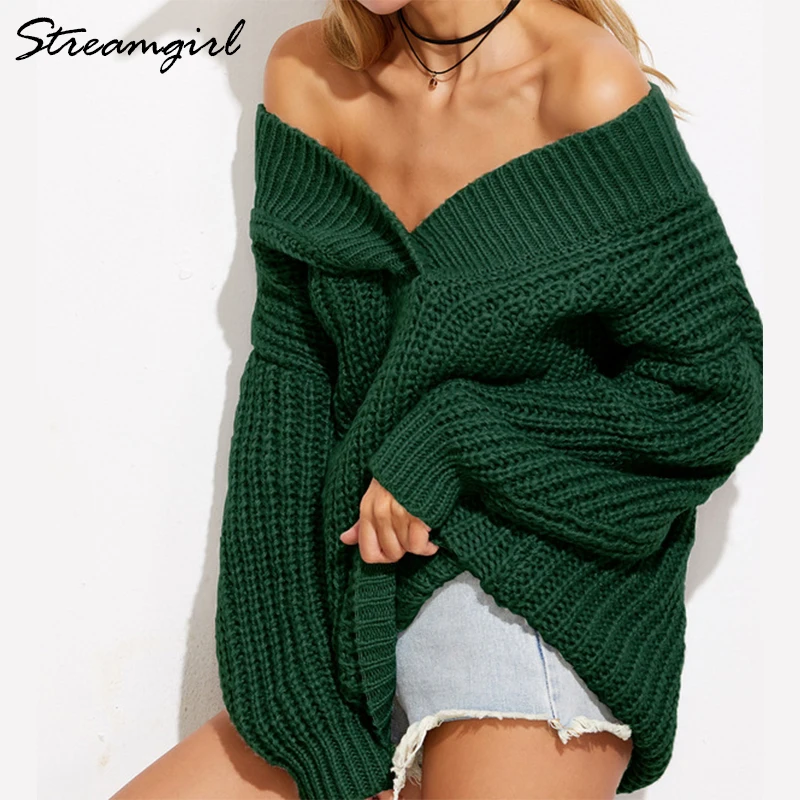 Women's Sexy Off Shoulder Sweater Coarse Knitted Women Pulovers Oversized Sweaters Thick Sweater Women Winter Jerseys Pull Femme
Women's Sexy Off Shoulder Sweater Coarse Knitted Women Pulovers Oversized Sweaters Thick Sweater Women Winter Jerseys Pull Femme