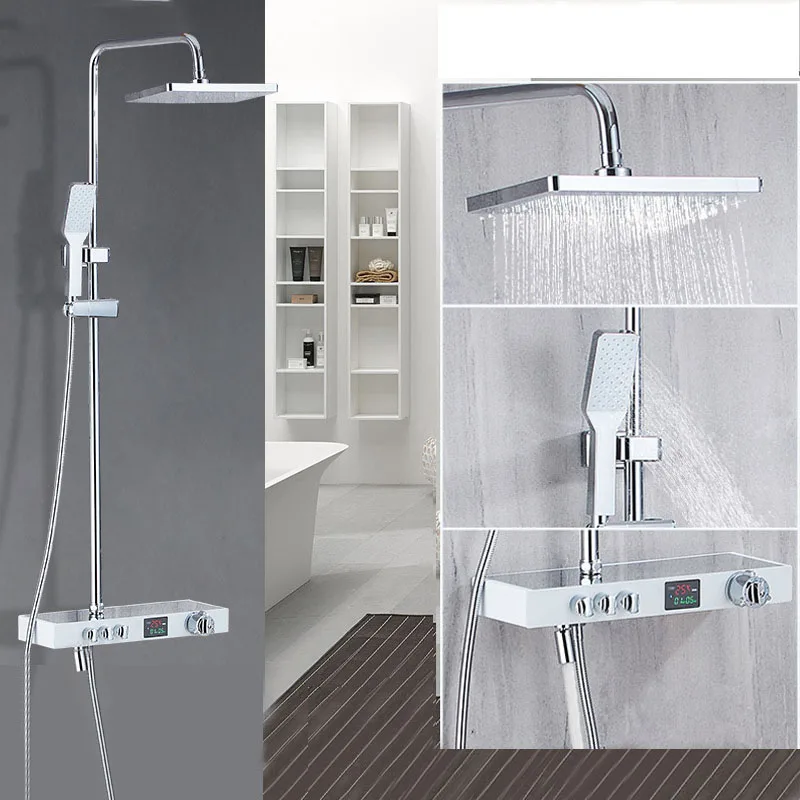 Bath White Thermostatic Shower Faucet with Intelligent digital display Bathroom Shower System Set Water Tap Mixer Torneira
Bath White Thermostatic Shower Faucet with Intelligent digital display Bathroom Shower System Set Water Tap Mixer Torneira