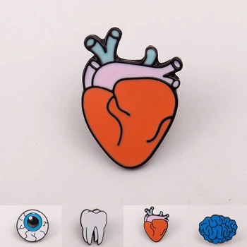 1x Cartoon Human Organs Corsage Brooch Brain Eye Teeth Heart Brooch Pins Badge