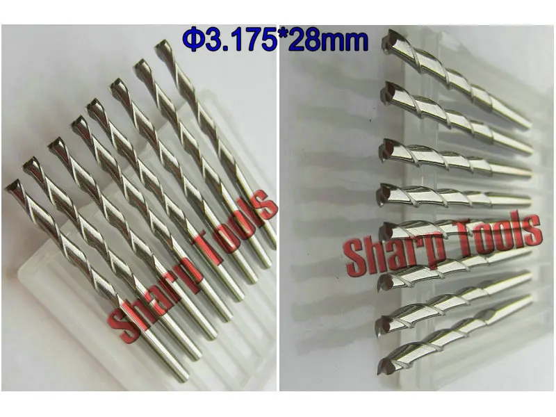 Engraving Blades Cutter Bit- 10pc 3.175x28mm 2 Flutes Carbide Mill Spiral Cutter Wood Router Bits for CNC Engraving Machine Tool
Engraving Blades Cutter Bit- 10pc 3.175x28mm 2 Flutes Carbide Mill Spiral Cutter Wood Router Bits for CNC Engraving Machine Tool