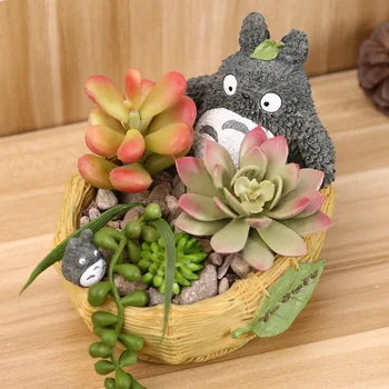 

Zakka TOTORO Flower Pot Creative Home Furnishing Ornaments Cartoon Chinchillas Fleshy Resin Succulent Plants Flowerpot