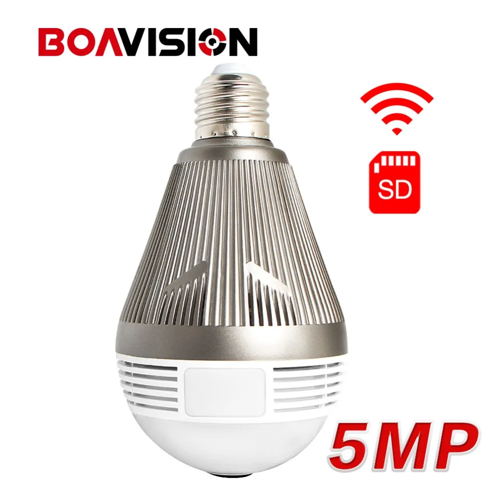 HD 5MP Panoramic LED Bulb Light Wireless IP Camera Wi-Fi Night Vision Fisheye Lens Mini Camera WIFI P2P APP iCSee SD Card Slot
HD 5MP Panoramic LED Bulb Light Wireless IP Camera Wi-Fi Night Vision Fisheye Lens Mini Camera WIFI P2P APP iCSee SD Card Slot