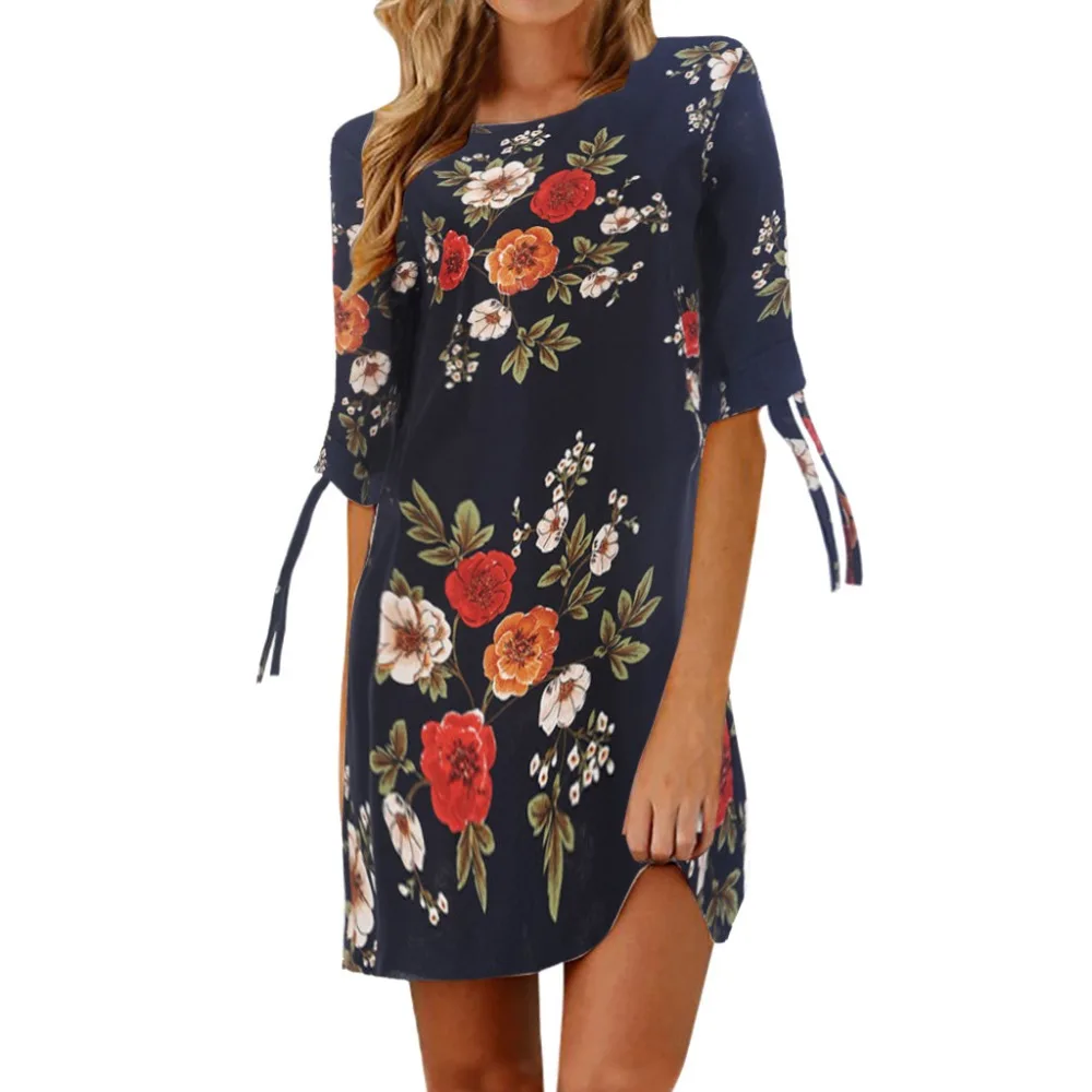 Womens Floral Print Bowknot Half Sleeves O-Neck Mini Dresses evening fashion Casual evening Party Dress vestidos verano 2019 #SL
Womens Floral Print Bowknot Half Sleeves O-Neck Mini Dresses evening fashion Casual evening Party Dress vestidos verano 2019 #SL