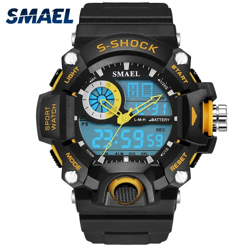 SMAEL Wrist Watches For Men Brand S-shock Dual Time Waterproof Stopwatch Male Clock 1385 Relogio Masculino Sport Digital Watches 
SMAEL Wrist Watches For Men Brand S-shock Dual Time Waterproof Stopwatch Male Clock 1385 Relogio Masculino Sport Digital Watches