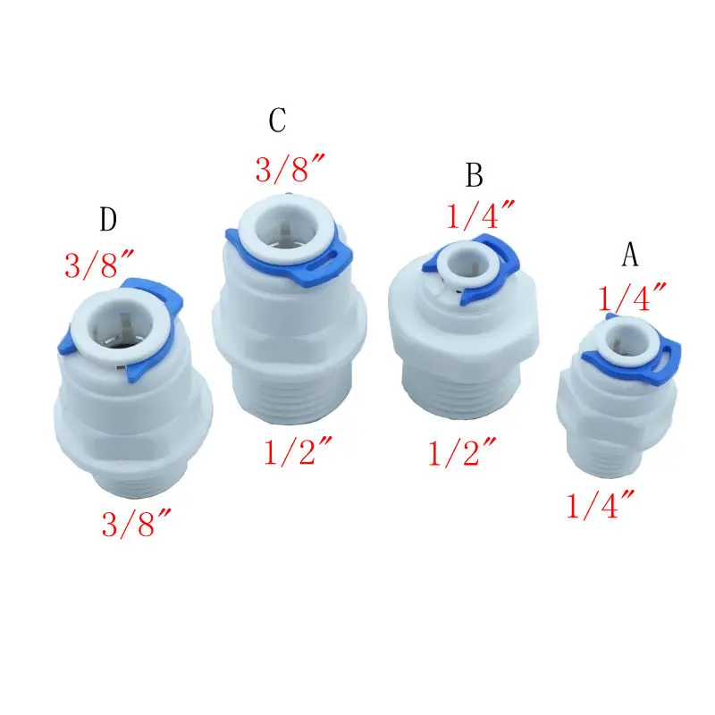 Фитинг для наружной трубы 1/4 "3/8" OD "1/2" 3/8 "BSP прямой пластиковый