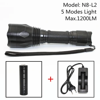 N8-L2 1200LM XM-L2 LED Flashlight 5 Mode Lights White Light Torch Use 18650 Battery for Outdoor Camping Fishing
N8-L2 1200LM XM-L2 LED Flashlight 5 Mode Lights White Light Torch Use 18650 Battery for Outdoor Camping Fishing