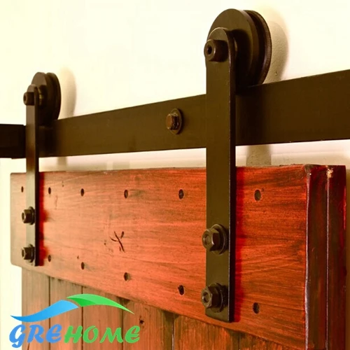 Image 6.6 FT cast iron sliding barn door hardware