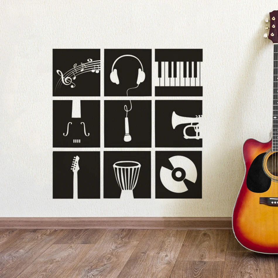 Music Instrument Set Wall Decal Drum Guitar Notes Vinyl Wall Sticker Music Studio Classroom Decor Headphone Poster AZ859
Music Instrument Set Wall Decal Drum Guitar Notes Vinyl Wall Sticker Music Studio Classroom Decor Headphone Poster AZ859