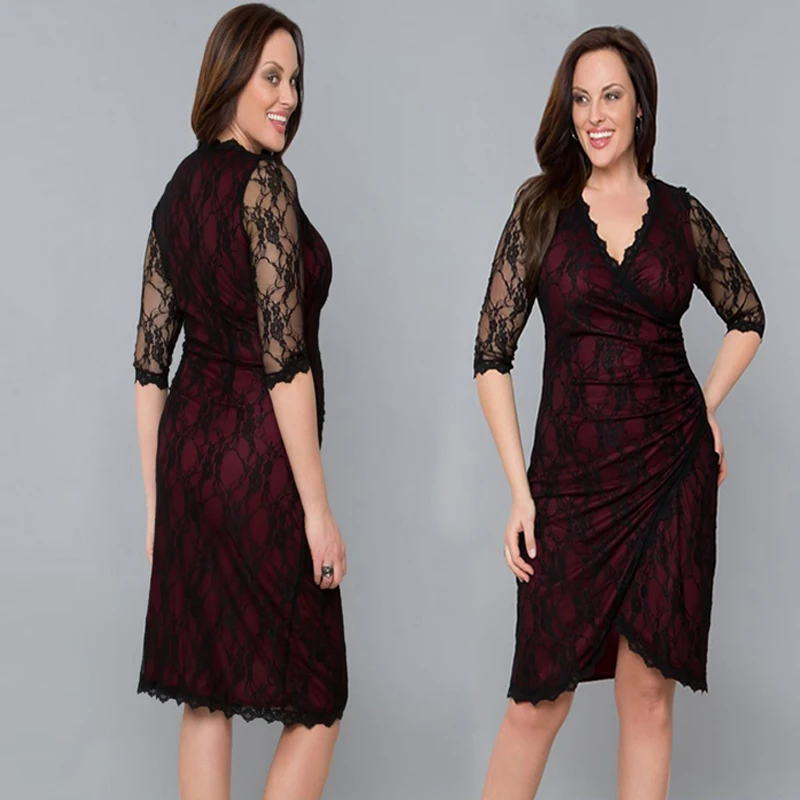 Women Wrap Lace Dresses High Quality Floral Half Sleeve Crochet Hollow Out Plus Size Dress Female Black Sheath Bodycon Dress
Women Wrap Lace Dresses High Quality Floral Half Sleeve Crochet Hollow Out Plus Size Dress Female Black Sheath Bodycon Dress