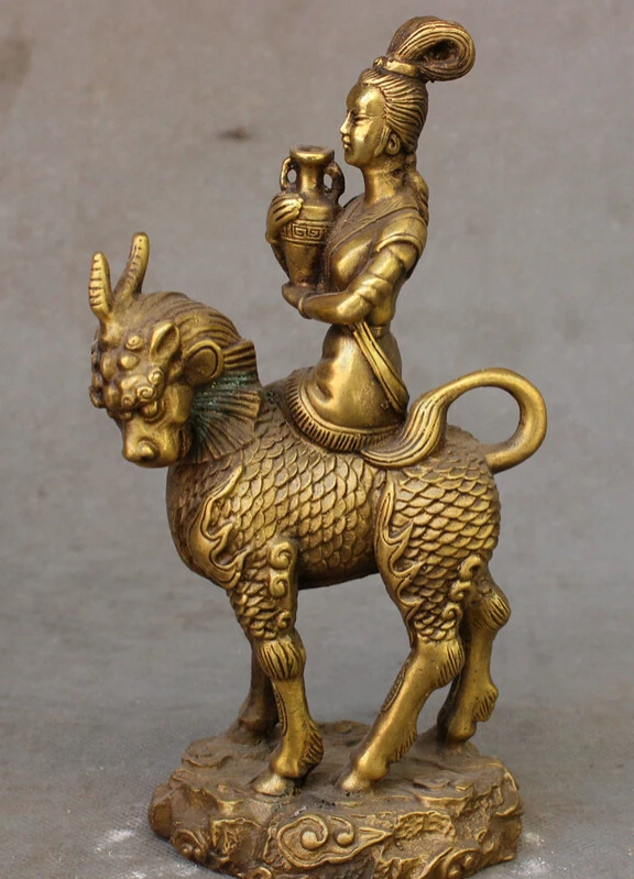 S5184 8" Chinese Folk Brass Belle Goddess Woman Hold Pot Riding Kylin Unicorn Statue D0317
S5184 8" Chinese Folk Brass Belle Goddess Woman Hold Pot Riding Kylin Unicorn Statue D0317