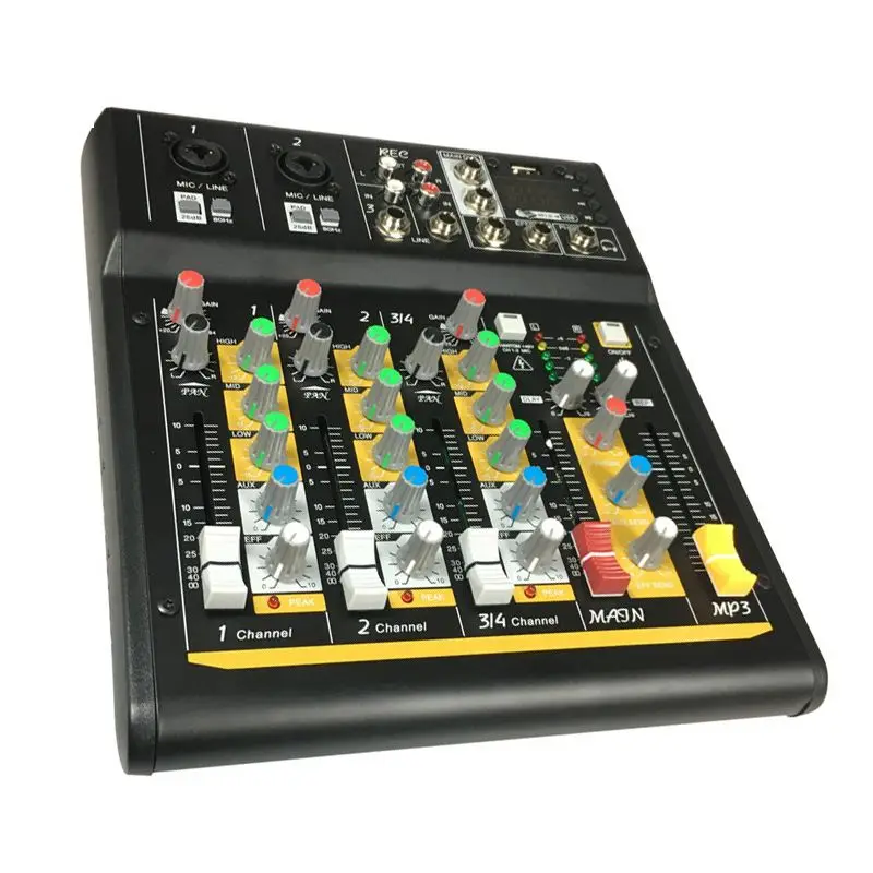 LEORY Professional 4 Channel USB bluetooth Audio Mixer Record Phantom Power Live Studio Audio DJ Sound Mixing Console Portable
LEORY Professional 4 Channel USB bluetooth Audio Mixer Record Phantom Power Live Studio Audio DJ Sound Mixing Console Portable