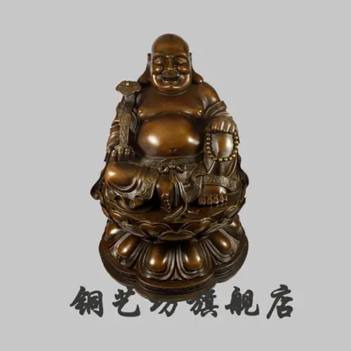 Фото 19 &quotКитайская бронза Буддизм счастливый Майтрейя Будда сидеть рука держать