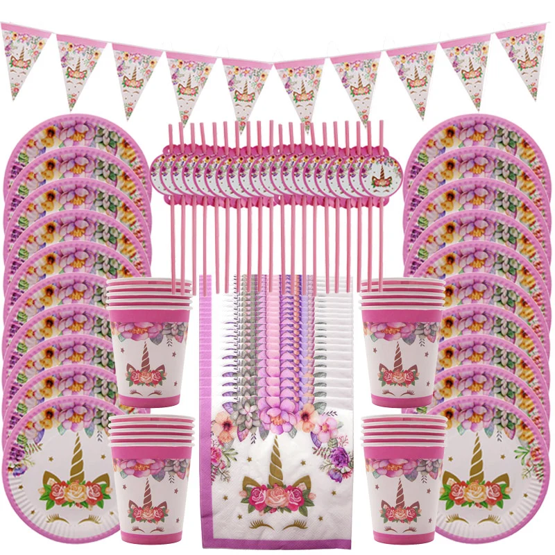 Unicorn Party Kits Paper Plate Cup Banner Sets Unicorn Birthday Kids Party Decoration Disposable Tableware for Unicornio Party
Unicorn Party Kits Paper Plate Cup Banner Sets Unicorn Birthday Kids Party Decoration Disposable Tableware for Unicornio Party