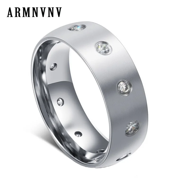 ARMNVNV Fashion Silver Color Stainless Steel Ring With Rhinestones Crystal For Woman and Men Titanium Steel Jewelry
ARMNVNV Fashion Silver Color Stainless Steel Ring With Rhinestones Crystal For Woman and Men Titanium Steel Jewelry