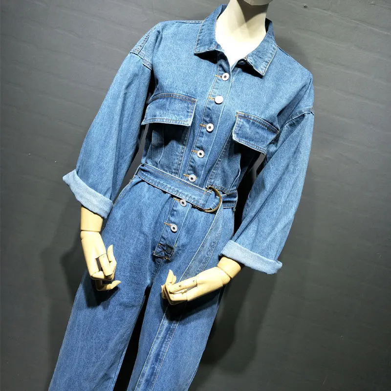 Sexy Denim Jumpsuit Women Romper Long Sleeve Belt Blue/Dark blue Winter Autumn Jeans Jumpsuit Female 2019 Streetwear Overalls
Sexy Denim Jumpsuit Women Romper Long Sleeve Belt Blue/Dark blue Winter Autumn Jeans Jumpsuit Female 2019 Streetwear Overalls
