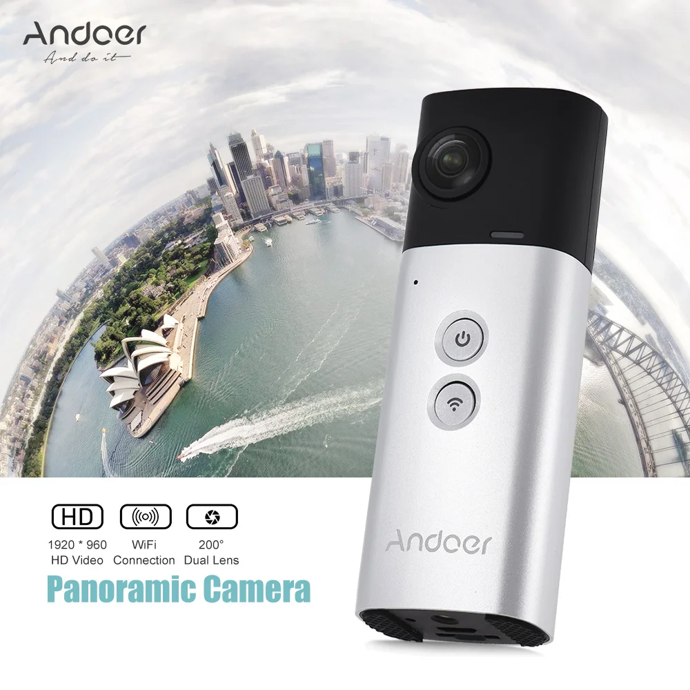 Andoer A360I Handheld 360 Camera Full HD WiFi Panoramic VR Camera Video Camera Dual 200 Degree Spherical Lens Sports Camera
Andoer A360I Handheld 360 Camera Full HD WiFi Panoramic VR Camera Video Camera Dual 200 Degree Spherical Lens Sports Camera