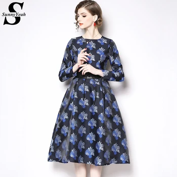 Women Elegant Midi Dress Print Flower Jacquard Vintage Dress 2020 Spring Casual Office Laides Party Dresses Vestidos Robe Femme
Women Elegant Midi Dress Print Flower Jacquard Vintage Dress 2020 Spring Casual Office Laides Party Dresses Vestidos Robe Femme