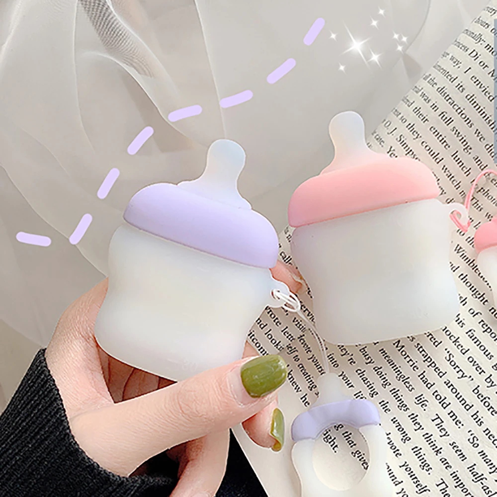 Cute 3D Baby's Bottle Case For Airpods Soft Silicone Wireless Bluetooth Earphone Case For Airpods 2 Cover With Finger Ring Strap
Cute 3D Baby's Bottle Case For Airpods Soft Silicone Wireless Bluetooth Earphone Case For Airpods 2 Cover With Finger Ring Strap
