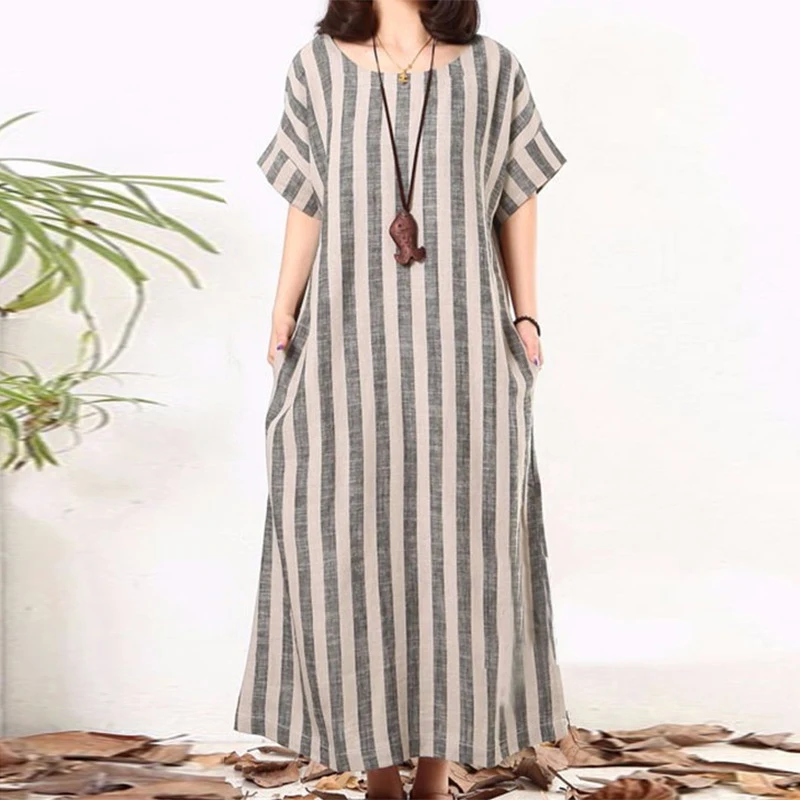 Plus Size Dresses for women 4xl 5xl 2018 spring summer Casual Fashion Short Sleeve Cotton Linen Stripe Loose Long Maxi Dress
Plus Size Dresses for women 4xl 5xl 2018 spring summer Casual Fashion Short Sleeve Cotton Linen Stripe Loose Long Maxi Dress