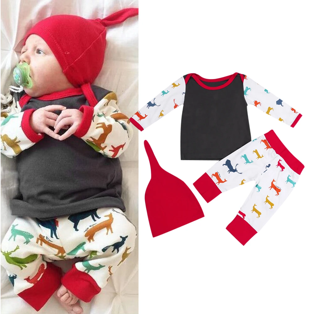 3pcs Newborn Baby Christmas Clothes Set Long Sleeve Reindeer Print T-shirt+Pants+Hat Infant Boys Girls Christmas Custome
3pcs Newborn Baby Christmas Clothes Set Long Sleeve Reindeer Print T-shirt+Pants+Hat Infant Boys Girls Christmas Custome