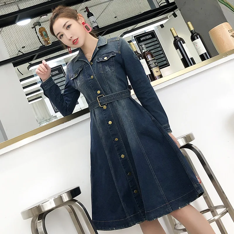 2018 Sexy Denim Dress Long Sleeve Sashes Jeans Dress Women Korean Style Retro midi Dress Vestido Slim Female Denim Dresses
2018 Sexy Denim Dress Long Sleeve Sashes Jeans Dress Women Korean Style Retro midi Dress Vestido Slim Female Denim Dresses