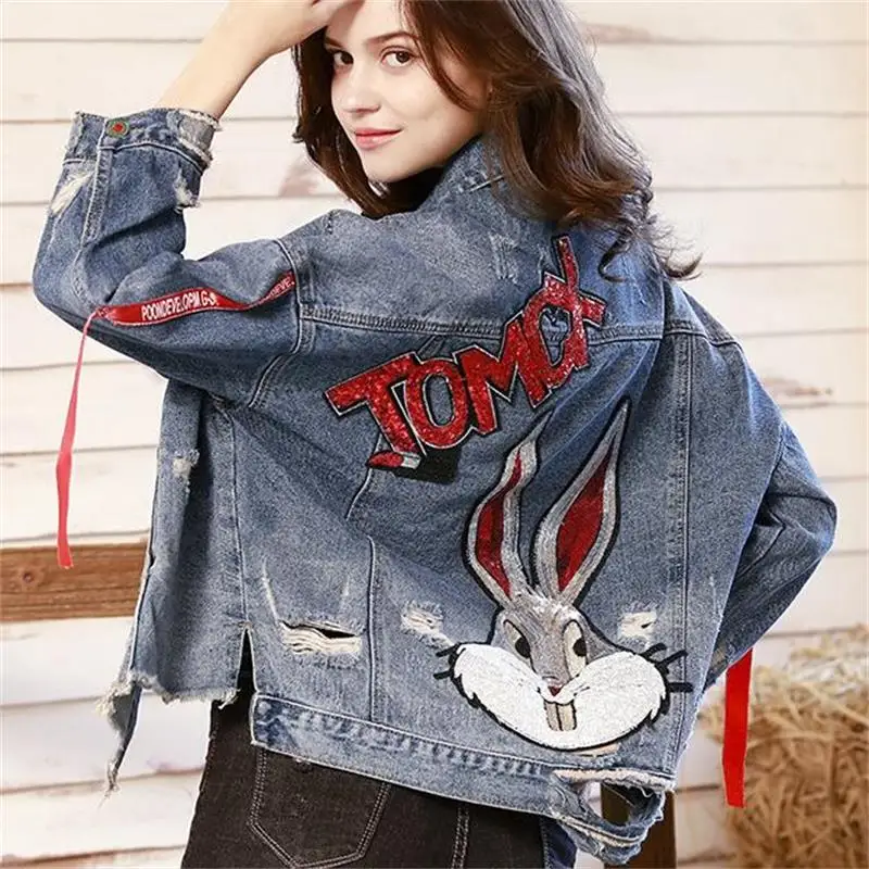2019 new hot sale women's spring autumn short vintage hole cowboy jackets ladies fashion rabbit sequins jean jacket coats
2019 new hot sale women's spring autumn short vintage hole cowboy jackets ladies fashion rabbit sequins jean jacket coats