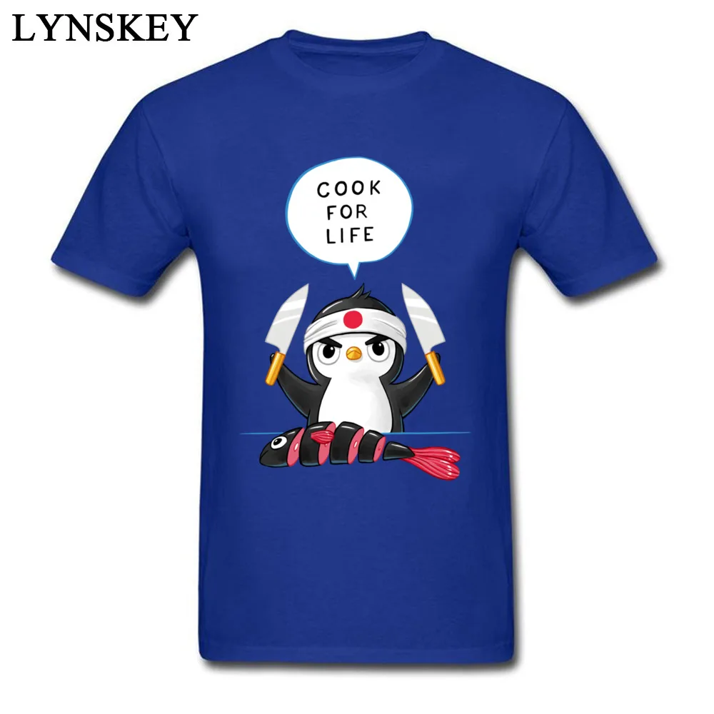 100% Cotton Tops T Shirt Penguin Chef for Men Normal T Shirts Casual 2017 Hot Sale Round Collar Short Sleeve Sweatshirts Penguin Chef blue