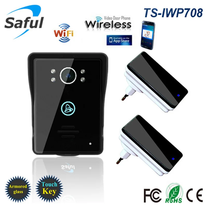 Saful WiFi Wireless Video Door Phone intercom Remote network access control with Human detection alarm Function+2 receivers
Saful WiFi Wireless Video Door Phone intercom Remote network access control with Human detection alarm Function+2 receivers
