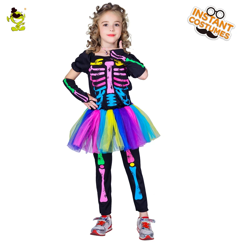 Girls Colorful Skeleton Tutu Dress Children Halloween Party Costumes Fancy Dress Kids Horror Clothing For Carnival Party
Girls Colorful Skeleton Tutu Dress Children Halloween Party Costumes Fancy Dress Kids Horror Clothing For Carnival Party