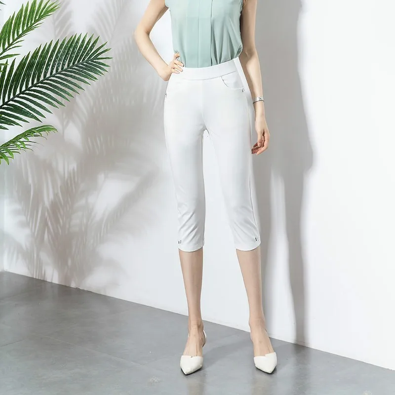 Summer Women Skinny Elastic Pants Capris High Waist White Black Stretch Summer Calf-length Pencil Pants
Summer Women Skinny Elastic Pants Capris High Waist White Black Stretch Summer Calf-length Pencil Pants