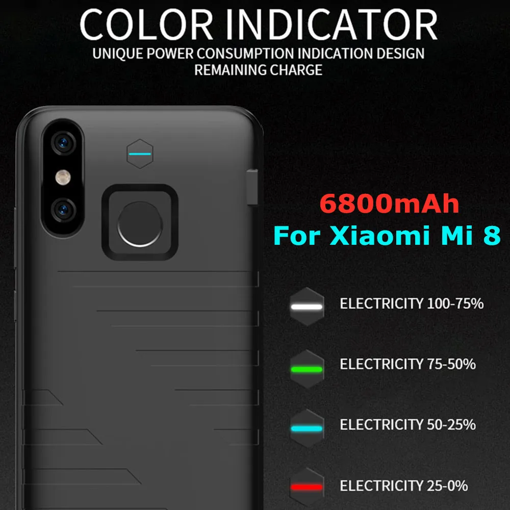 6800mAh Portable Extend Battery Charger Power Bank Case For Xiaomi mi 8 External Power Bank Cover Backup Battery Charging Case
6800mAh Portable Extend Battery Charger Power Bank Case For Xiaomi mi 8 External Power Bank Cover Backup Battery Charging Case