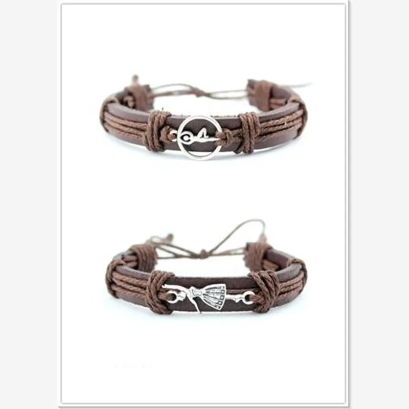 Silver Dancer Charm Leather Bracelet Adjustable Leather Cuff Bracelet For Men and Women Friendship Bracelets 10pcs/lot
Silver Dancer Charm Leather Bracelet Adjustable Leather Cuff Bracelet For Men and Women Friendship Bracelets 10pcs/lot