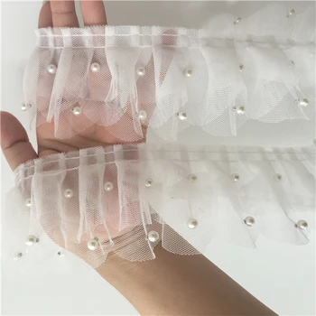 10Yard/Lot Clothing DIY accessories 6.5cm wide white lace trim decorated 3-Layer mesh beads folds lace fabric
10Yard/Lot Clothing DIY accessories 6.5cm wide white lace trim decorated 3-Layer mesh beads folds lace fabric
